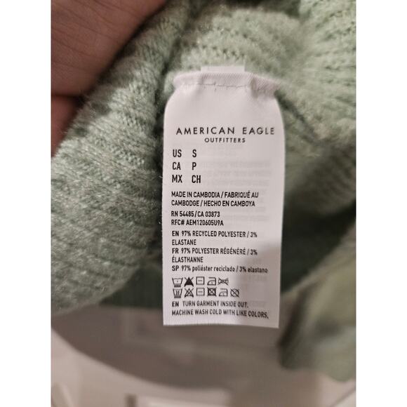 American Eagle AE Whoa So Soft Sweater Small Mint‎ Green Crew Neck Slouchy Knit - Picture 3 of 6